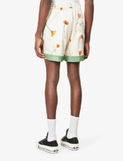 Poppy Colour-blocked Stretch-silk Shorts -Outlet Daily Tops Store R04208971 POPPYIVORY ALT03