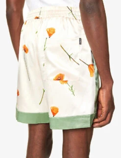 Poppy Colour-blocked Stretch-silk Shorts -Outlet Daily Tops Store R04208971 POPPYIVORY ALT04