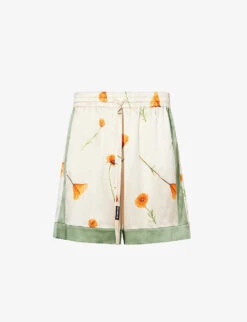 Poppy Colour-blocked Stretch-silk Shorts